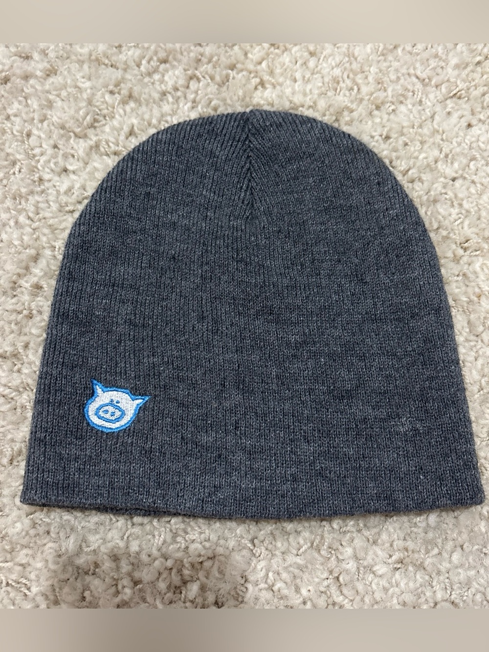 Port & Company Gray 100% Acrylic Knit Pig Logo Unisex One Size Winter Beanie Hat